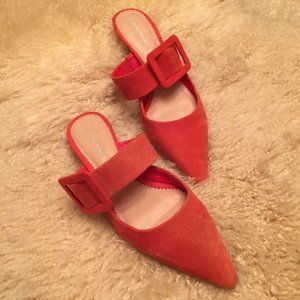 ZARA Orange Suede Kitten Heels size 37